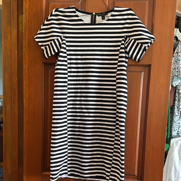 J. Crew Black and White Puff Sleeve Sheath Dress - Picture 1 of 6